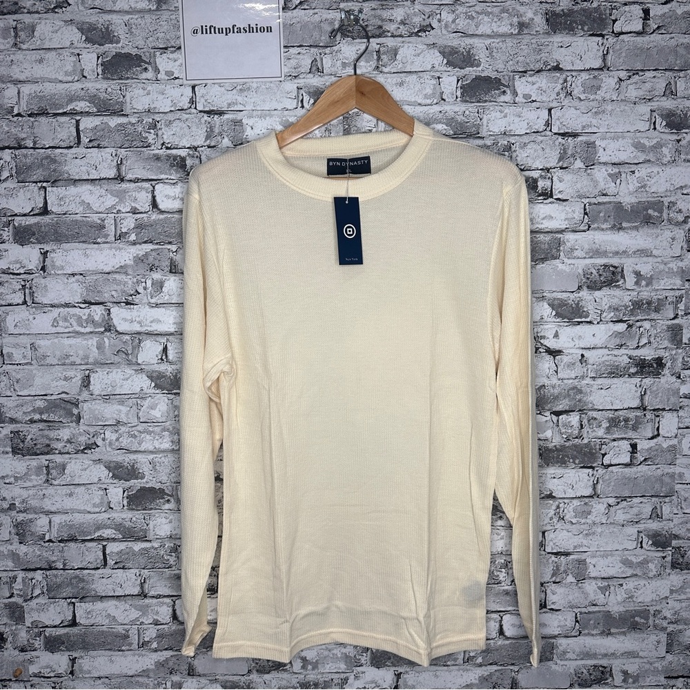 EUC BYN DYNASTY Men's Ivory Long Sleeve NWT Shirt Size XL RN 157387